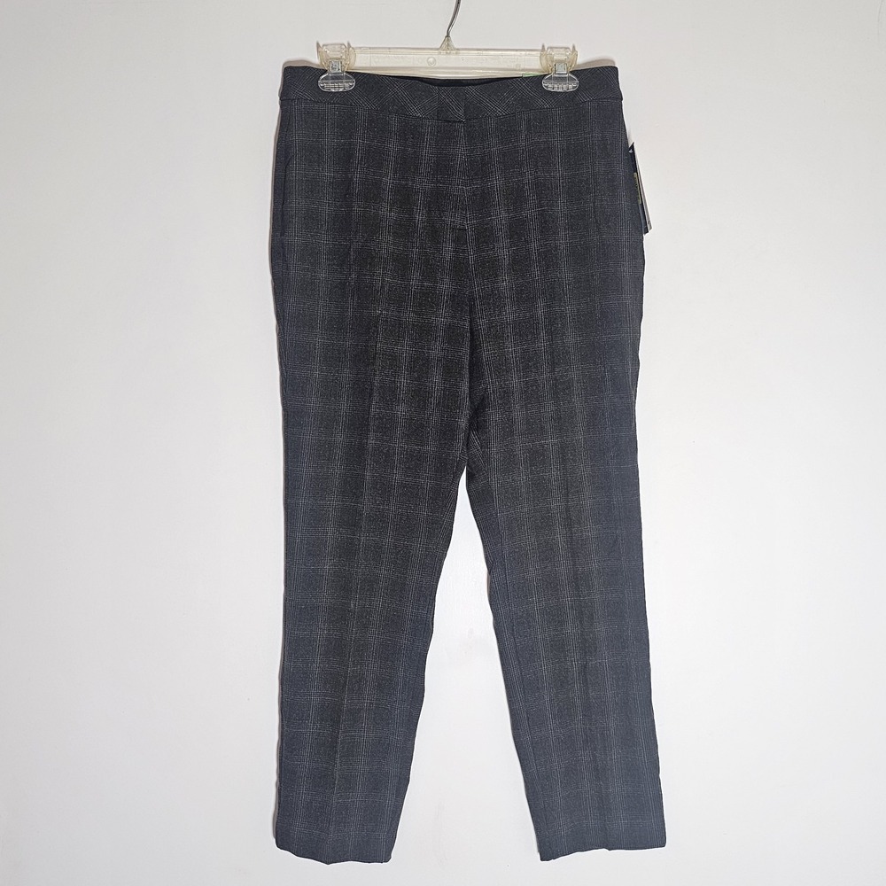 Investments Pants Womens 8 Petite Regular Tan Plaid Support 5th Ave Fit Slim Leg